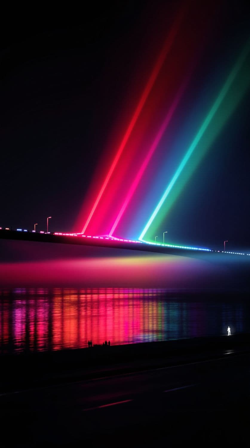 Neon Bridge Reflection