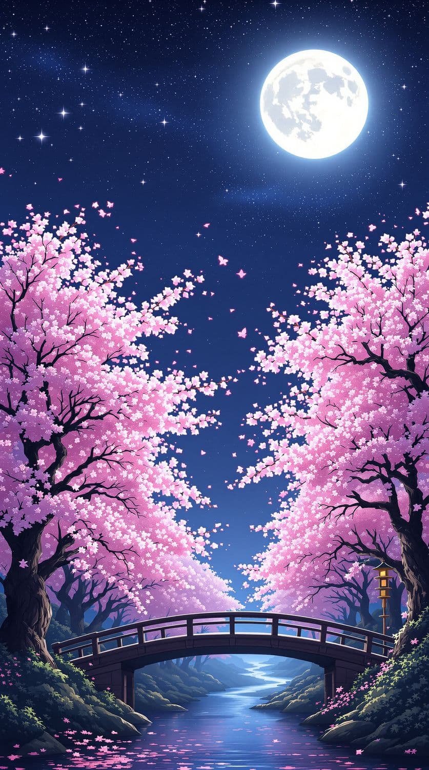 Blossoms Under a Starry Sky