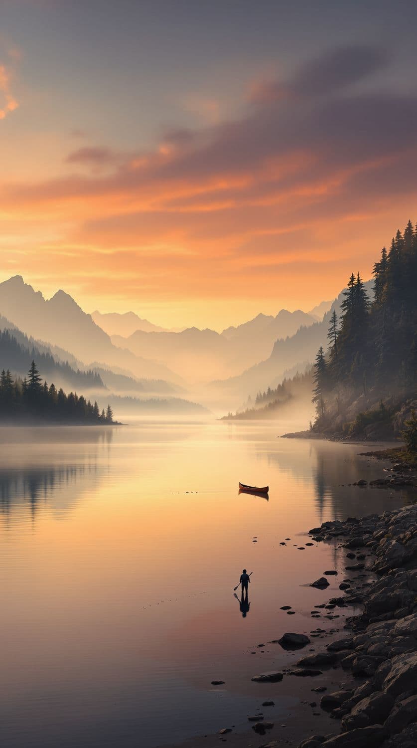 Dawn at the Mountain Lake