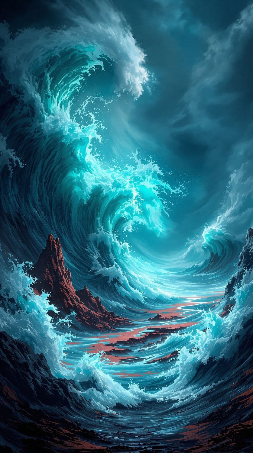 Turquoise Ocean Tempest