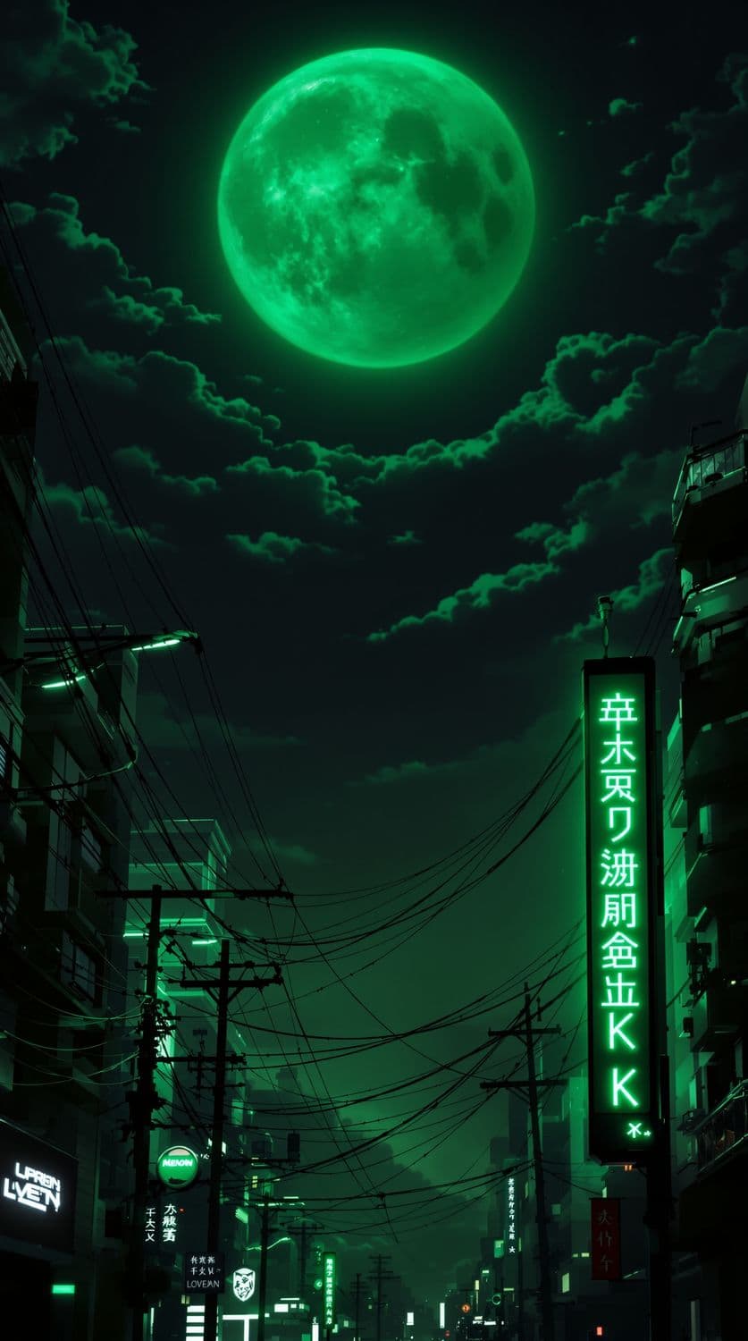 Futuristic Green Moon