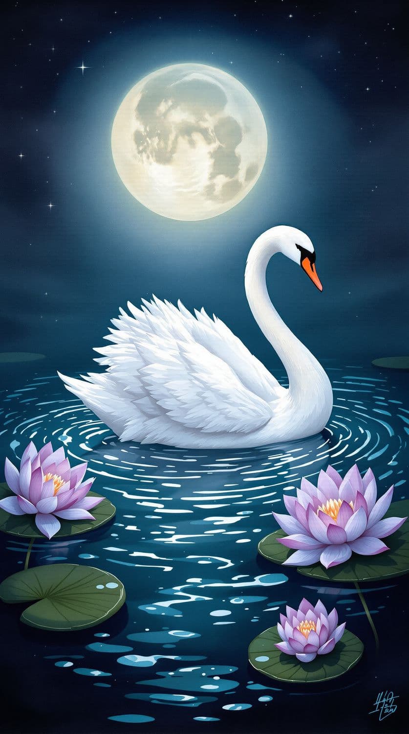 Moonlit Swan Elegance