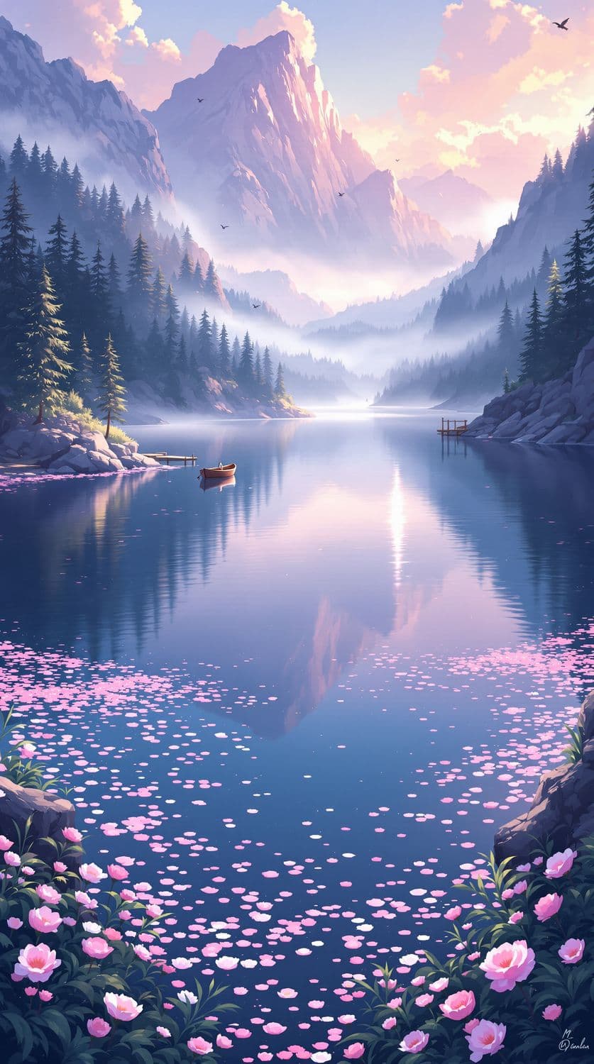 Dawn at the Mountain Lake