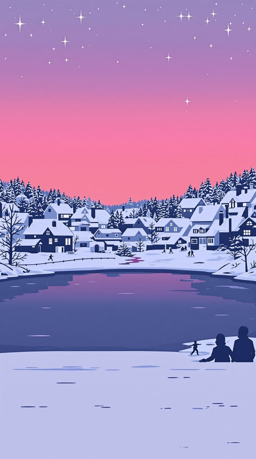 Winter Village at Dusk