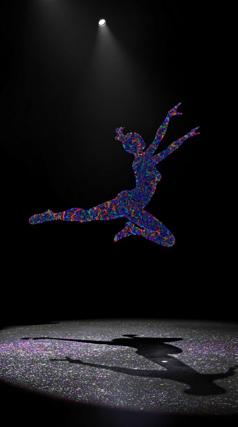 Dancer's Leap in Iridescent Waves