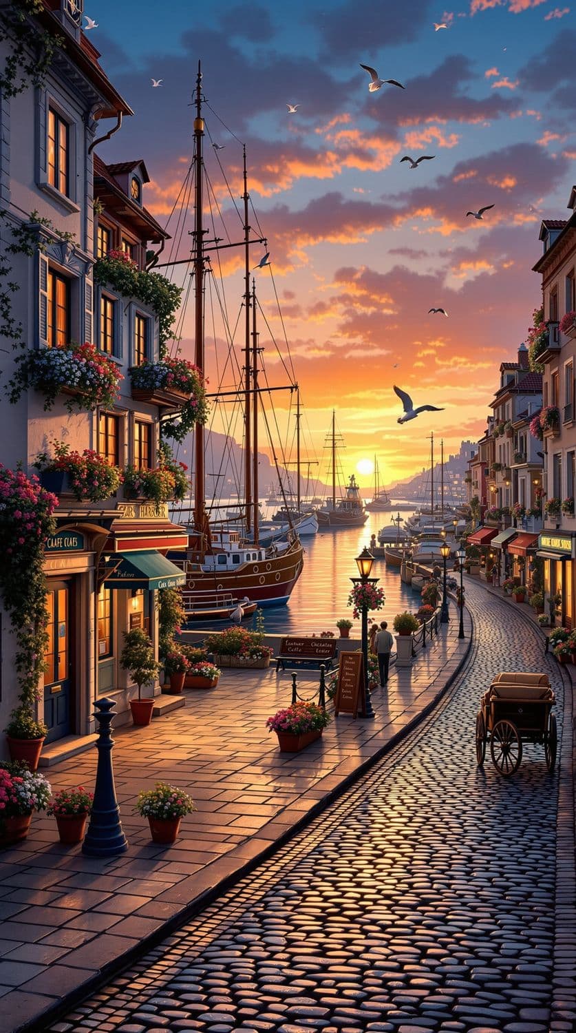 Dusk at a European Port Town