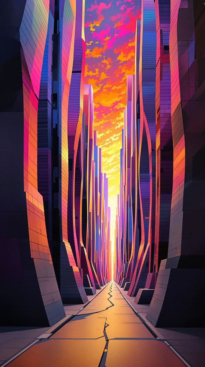 Liquid Metal City at Sunset