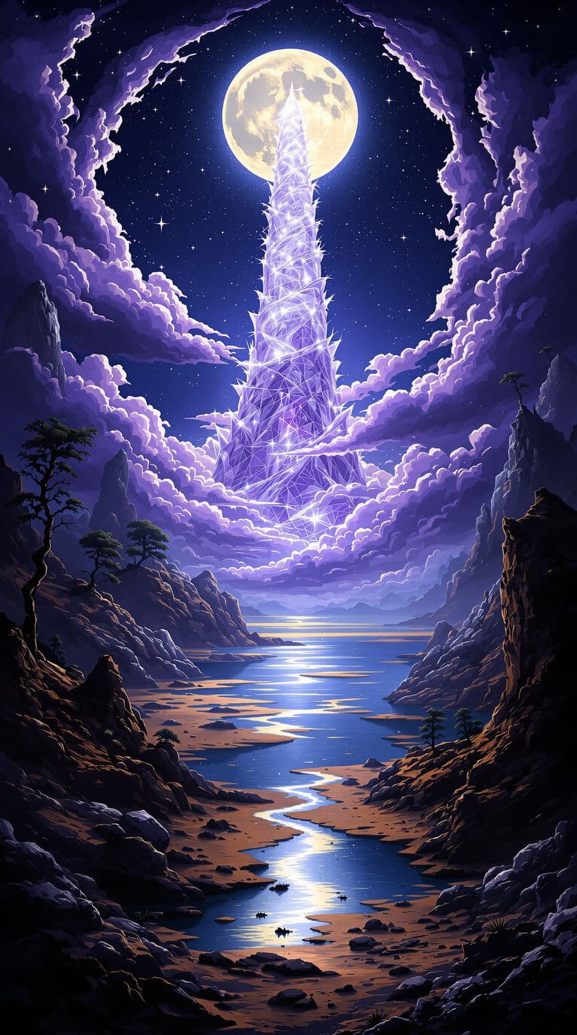 Crystal Tower in Moonlight