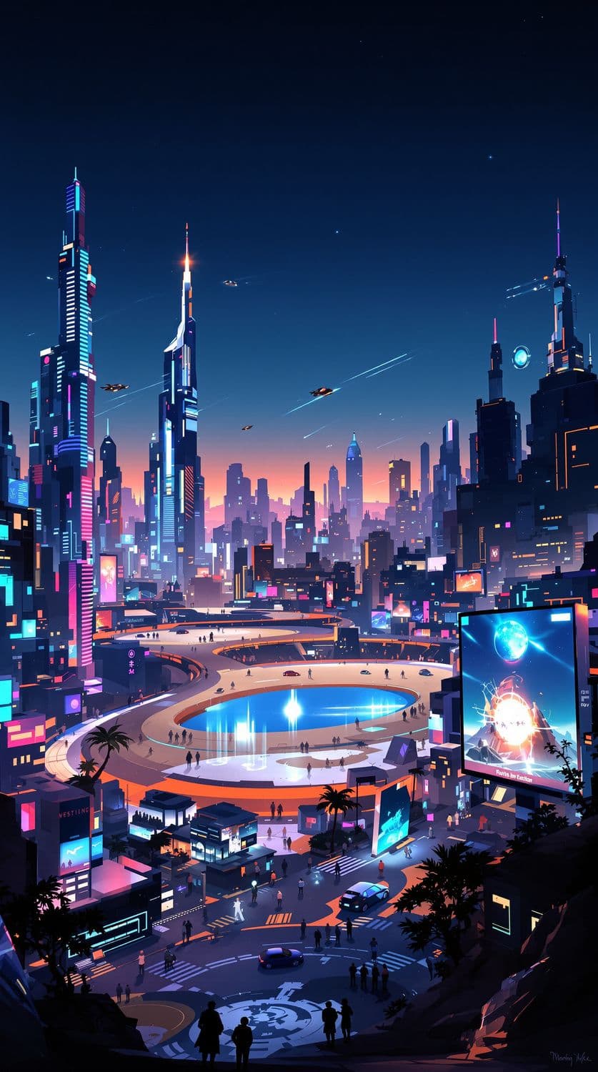 Neon Metropolis at Sunset