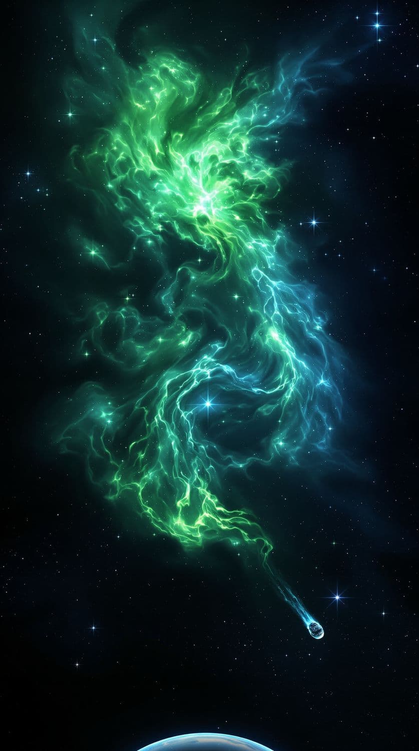 Emerald Nebula and Icy Comet