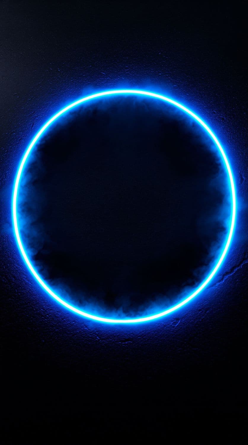 Neon Blue Circle on Concrete