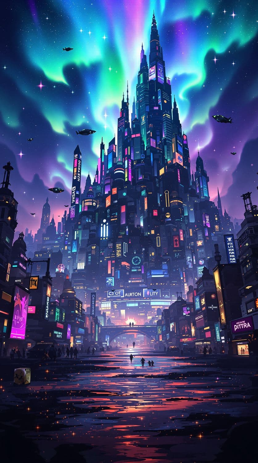 Aurora Over Neon City