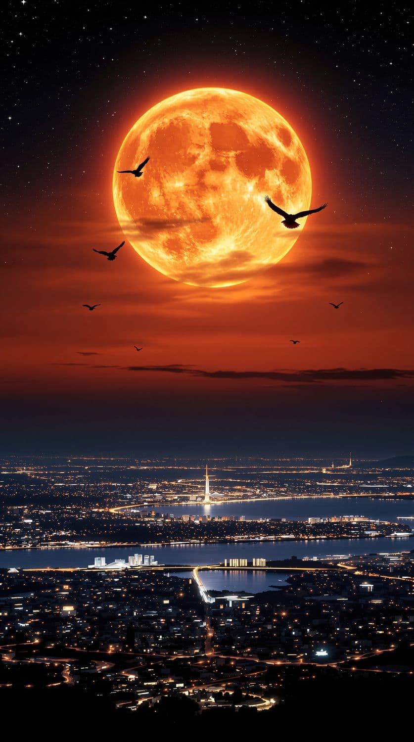 Eagles in Moonlit Sky