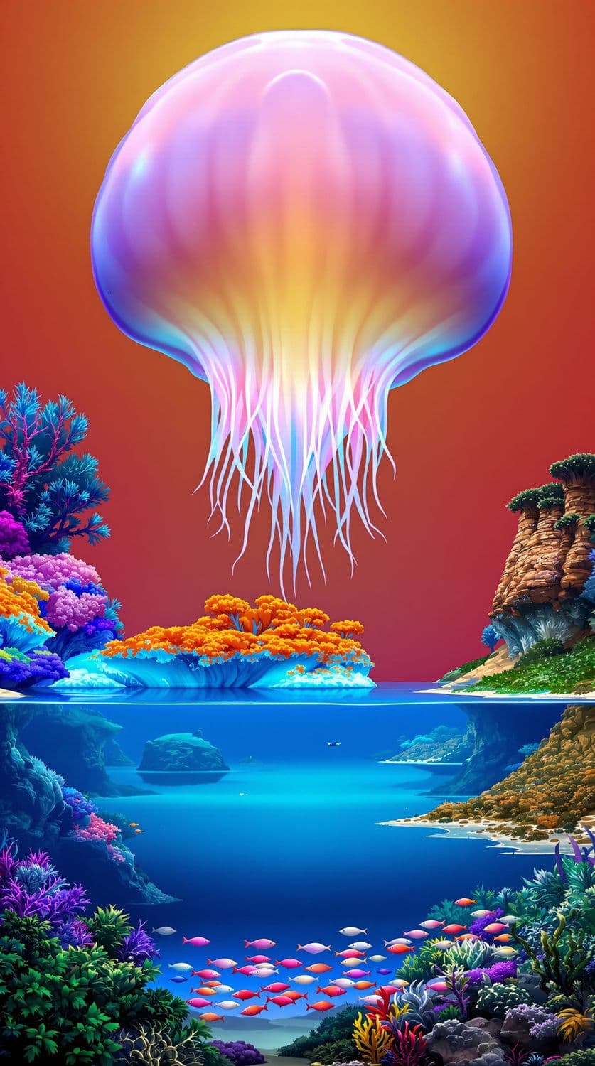 Surreal Underwater Jellyfish