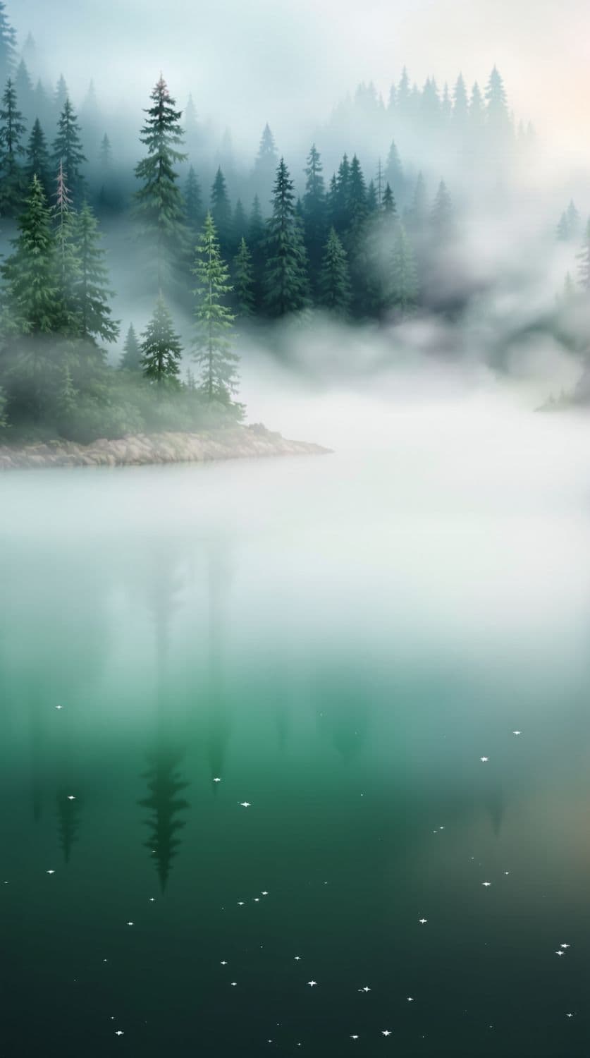 Misty Lakeside Reflection