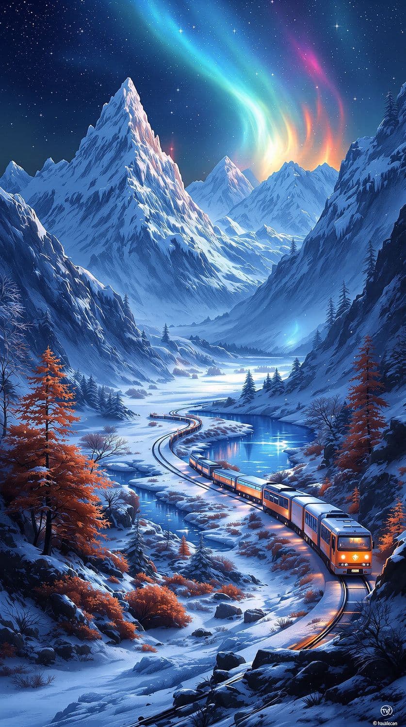 Aurora in the Frozen Peaks