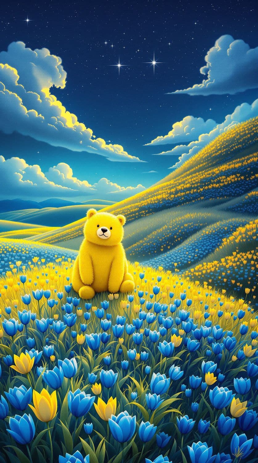 Bear in Tulip Field