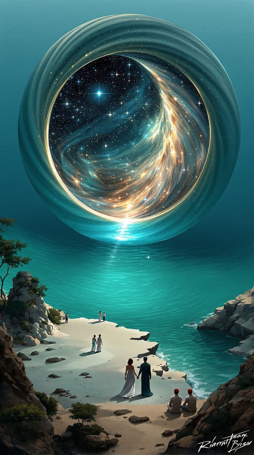 Spiral Portal Over Turquoise Sea