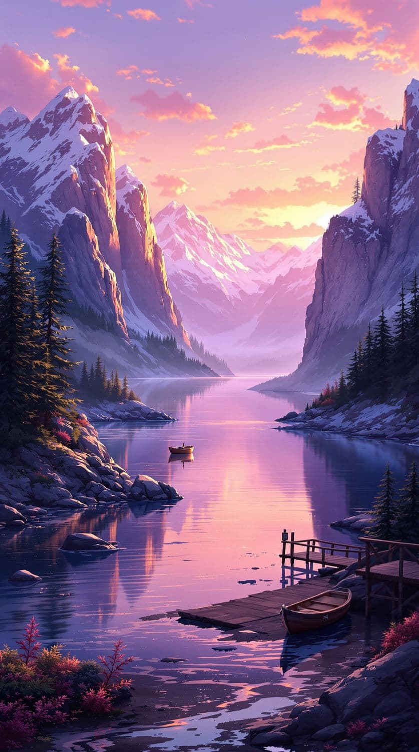 Sunset at the Mountain Lake