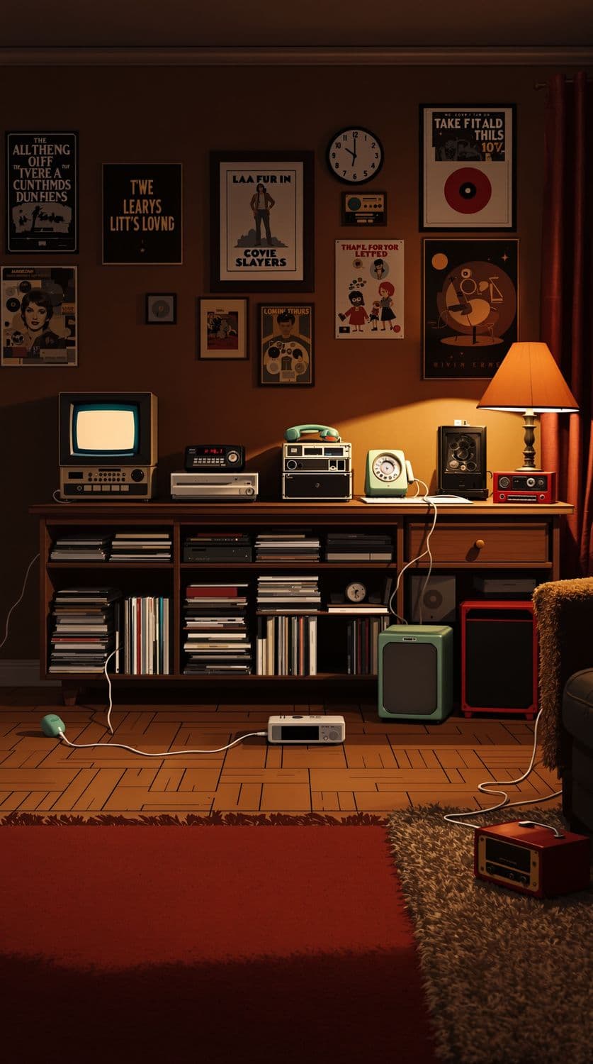 Retro Living Room with Vinyl Records