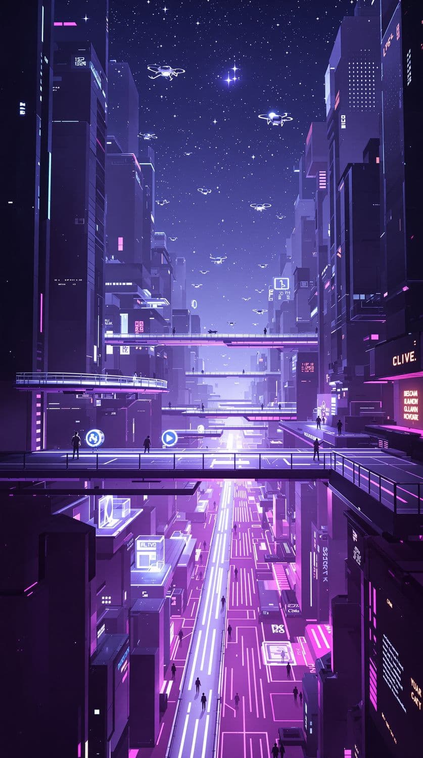 Starlit Serenity in a Futuristic City