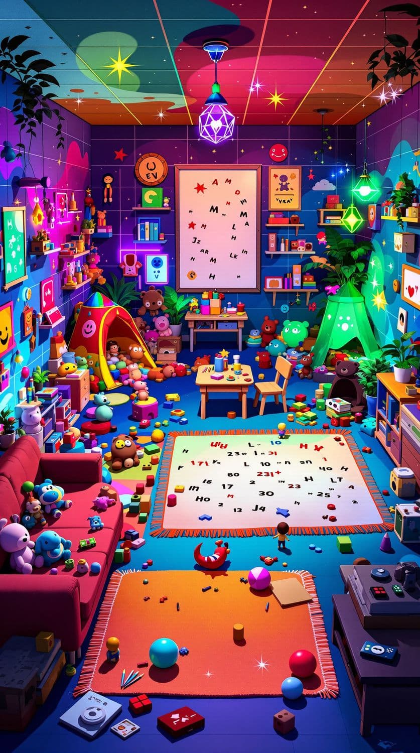 Whimsical Children's Playroom with Neon Magic