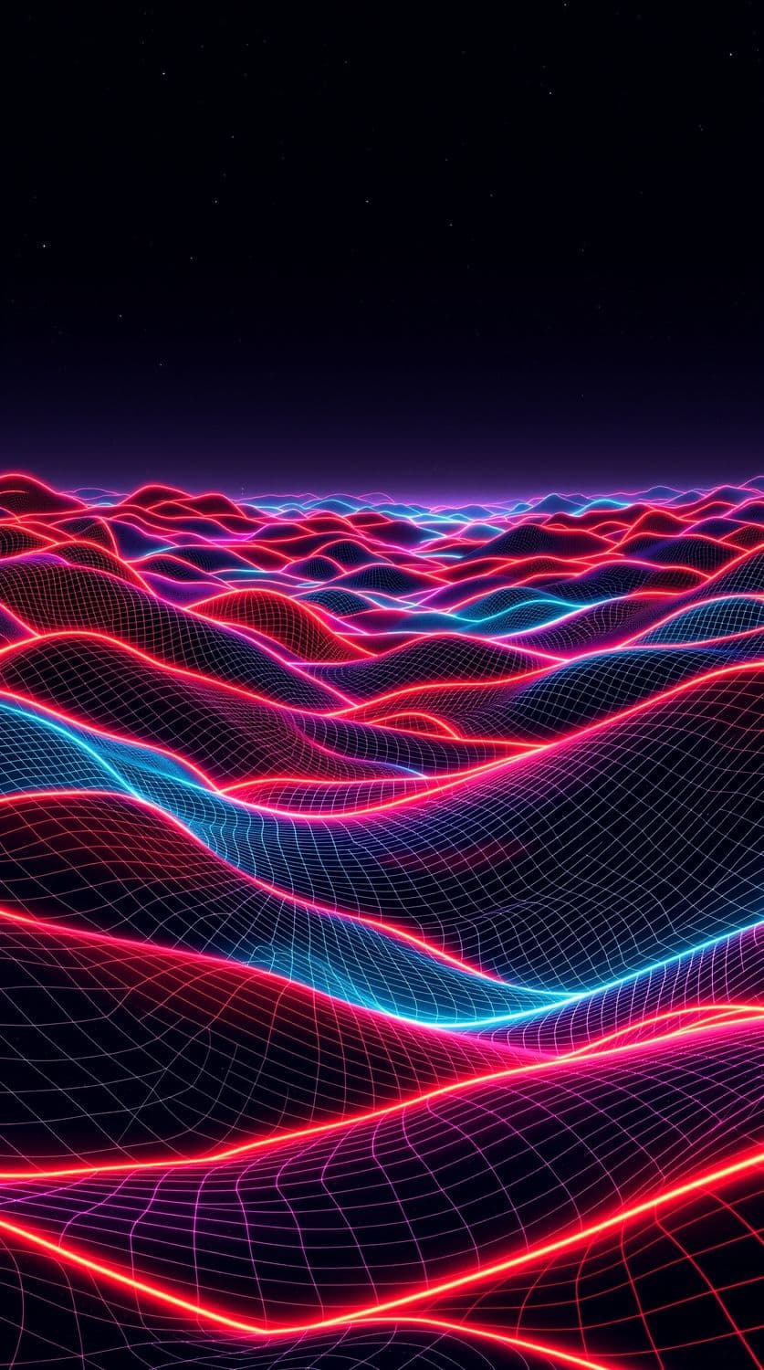 Neon Wireframe Hills