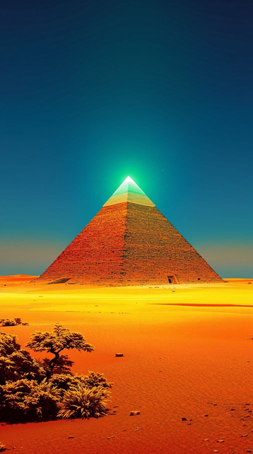 Emerald Pyramid in Golden Desert