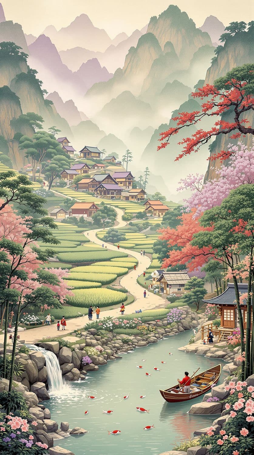 Mystical East Asian Mountain Village