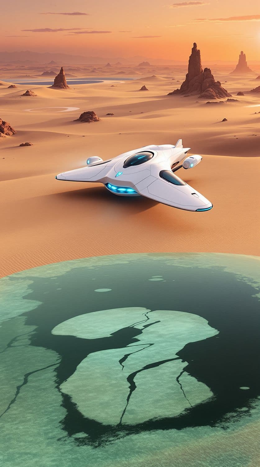 Futuristic Desert Hovercraft Journey