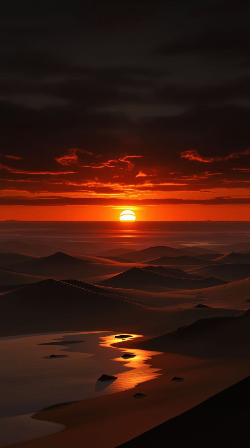 Sunset Over Desert Dunes