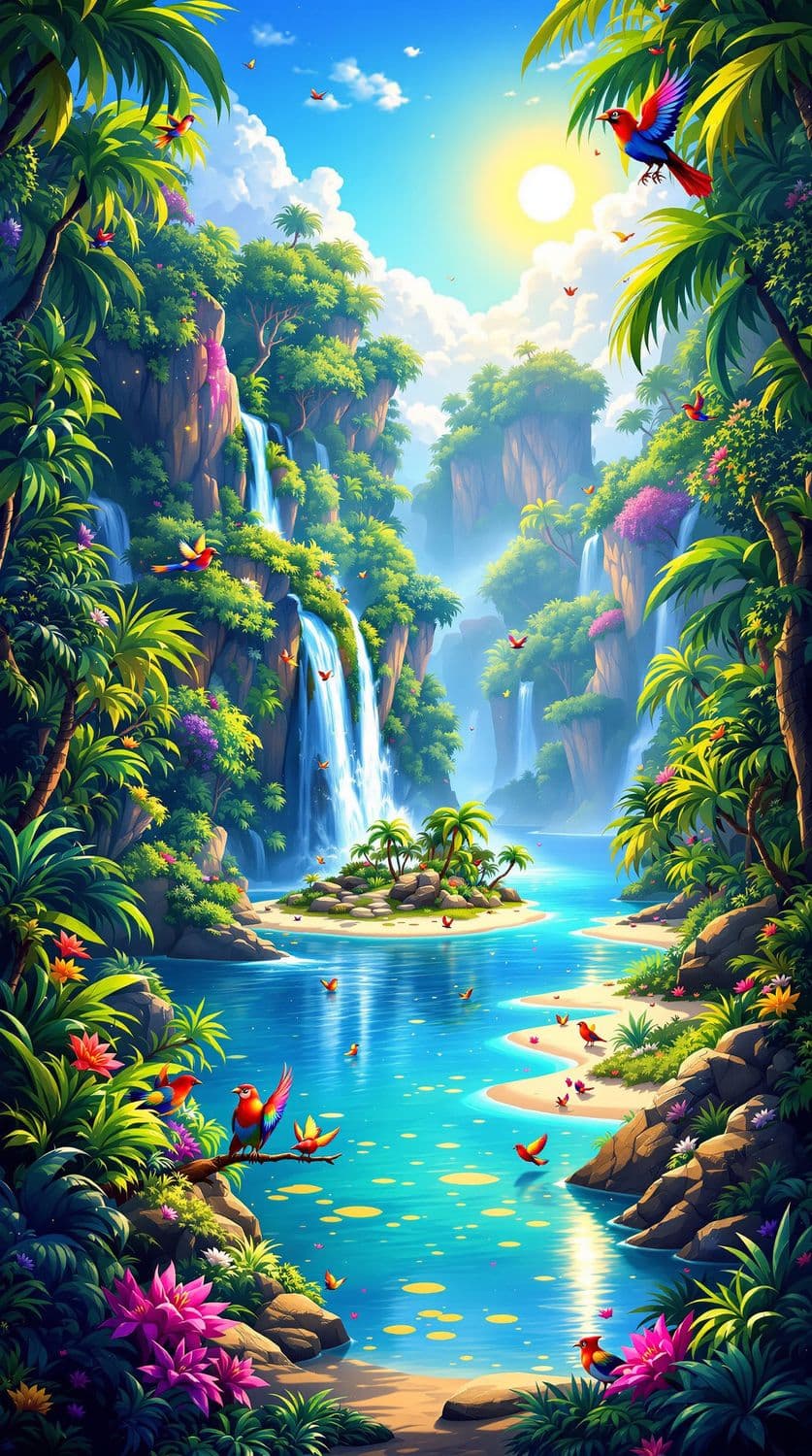 Tropical Jungle Waterfall