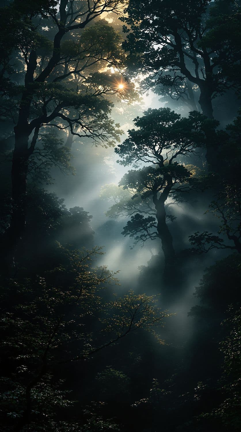 Mystical Dawn in the Forest