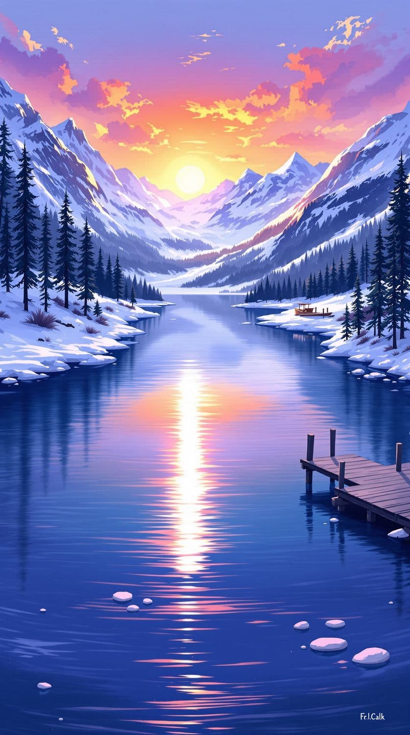 Sunrise at the Mountain Lake