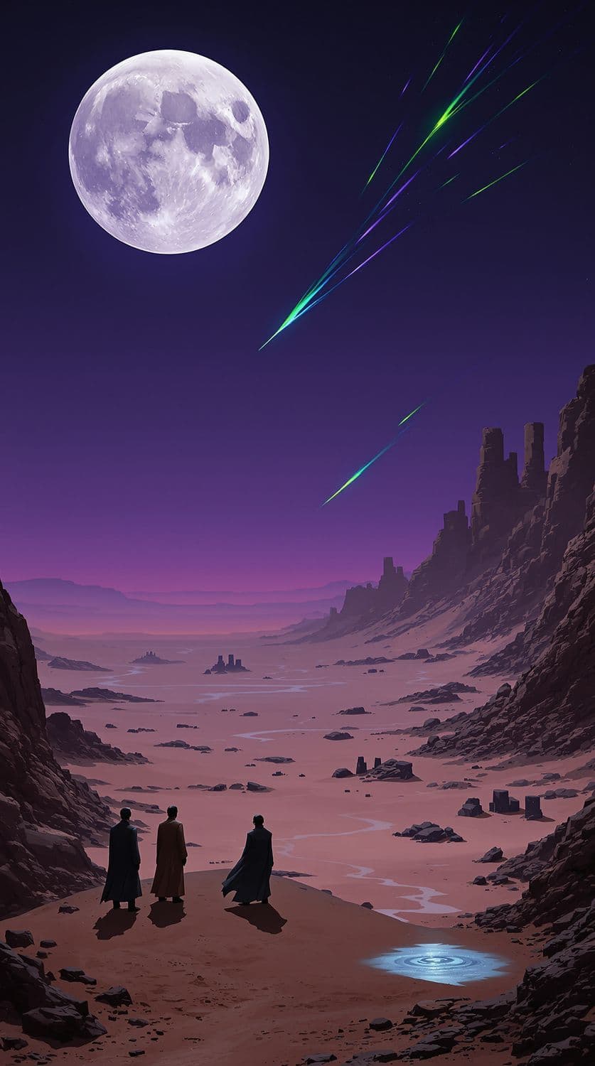 Twilight Desert and Meteor Shower