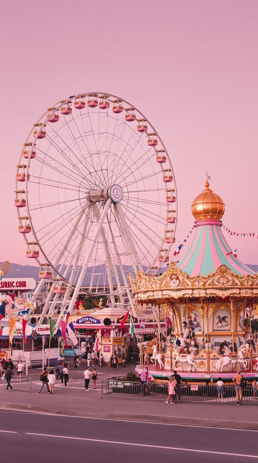 Retro Amusement Park Aerial View