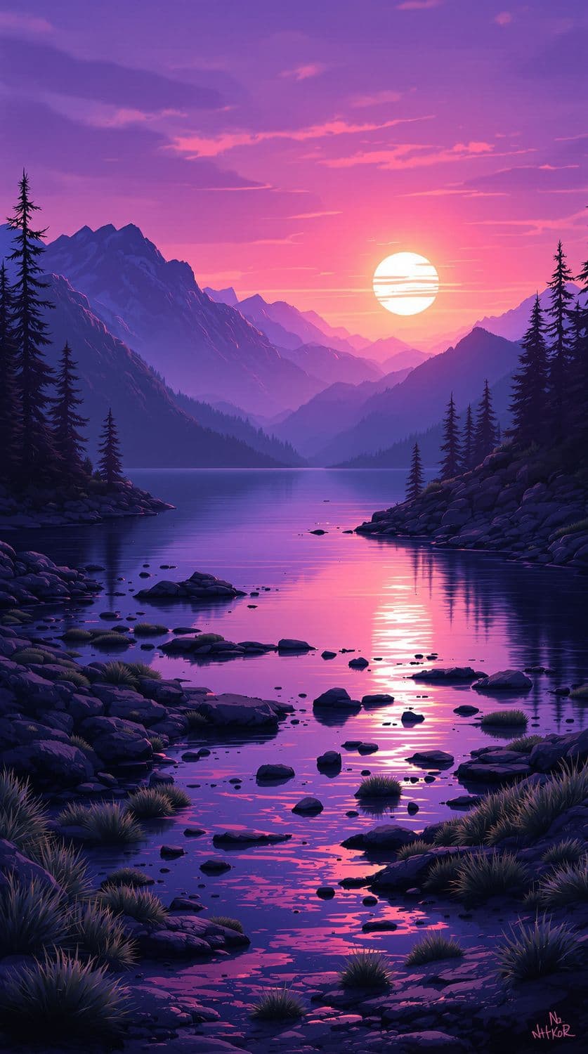 Dusk at the Mountain Lake