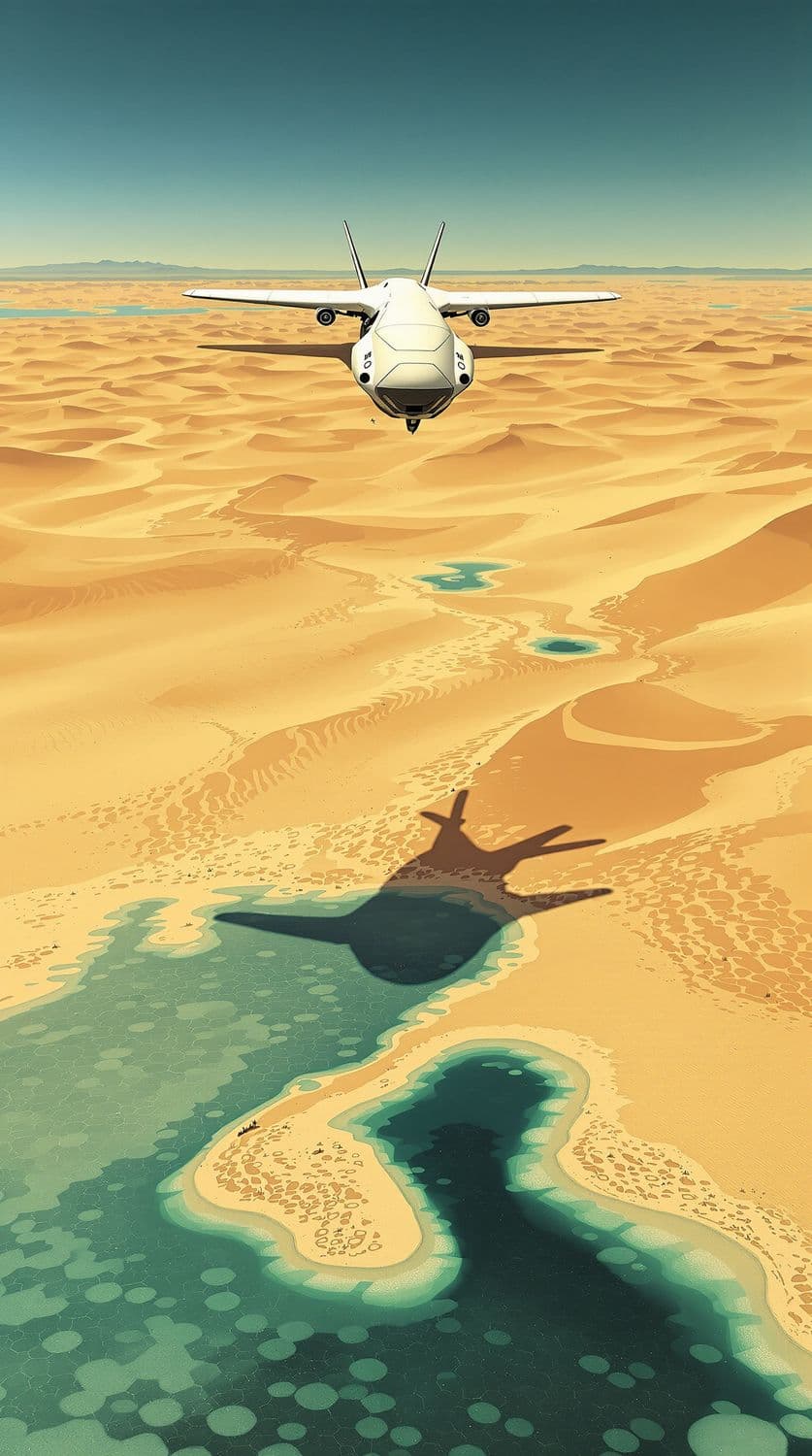 Futuristic Drone Over Desert