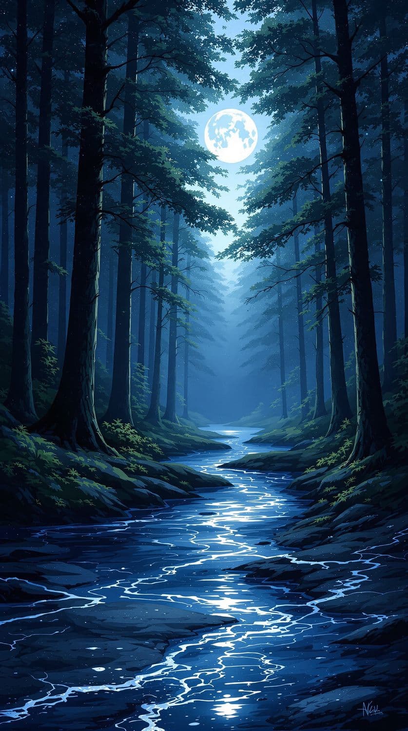 Mystical Moonlit Forest