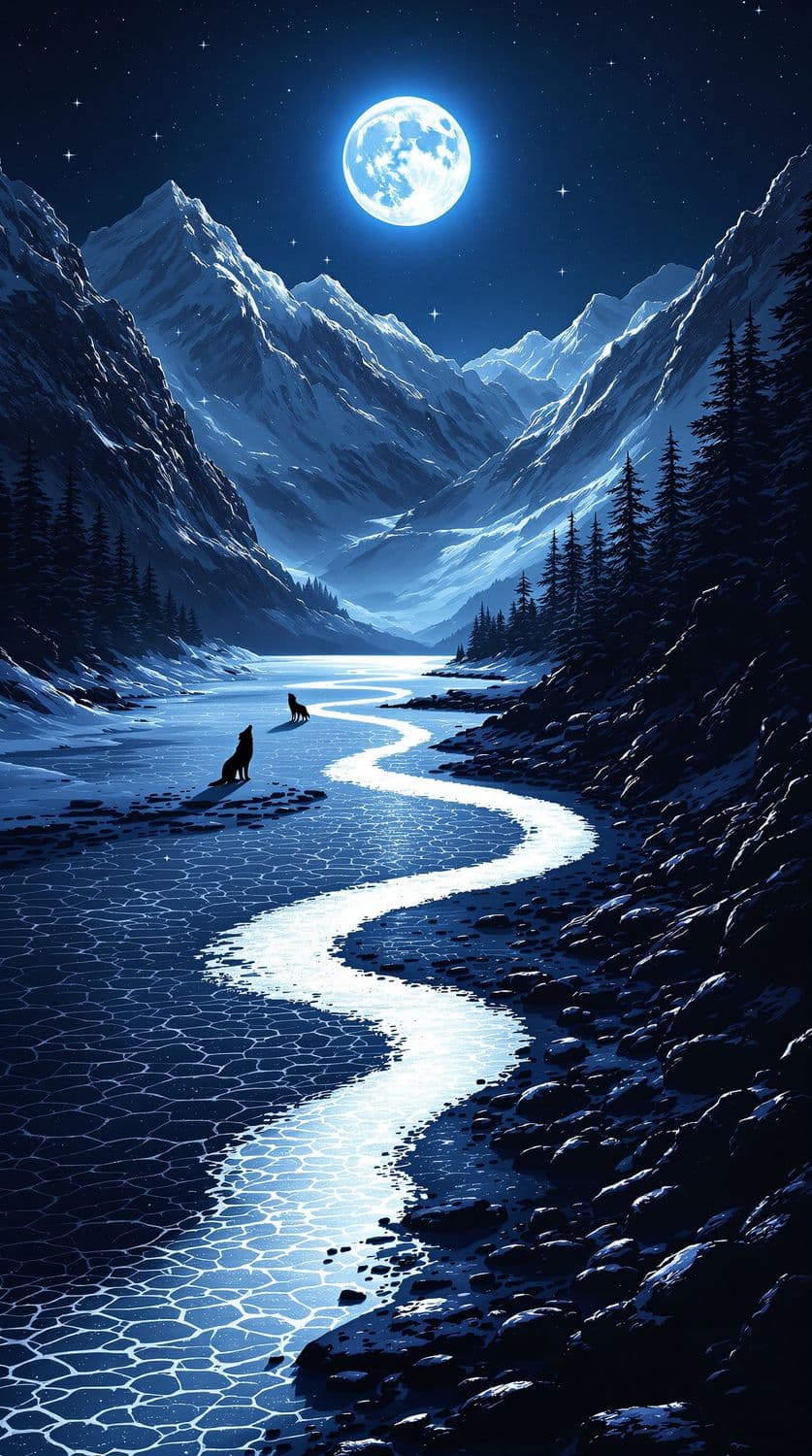 Majestic Moonlit Mountains