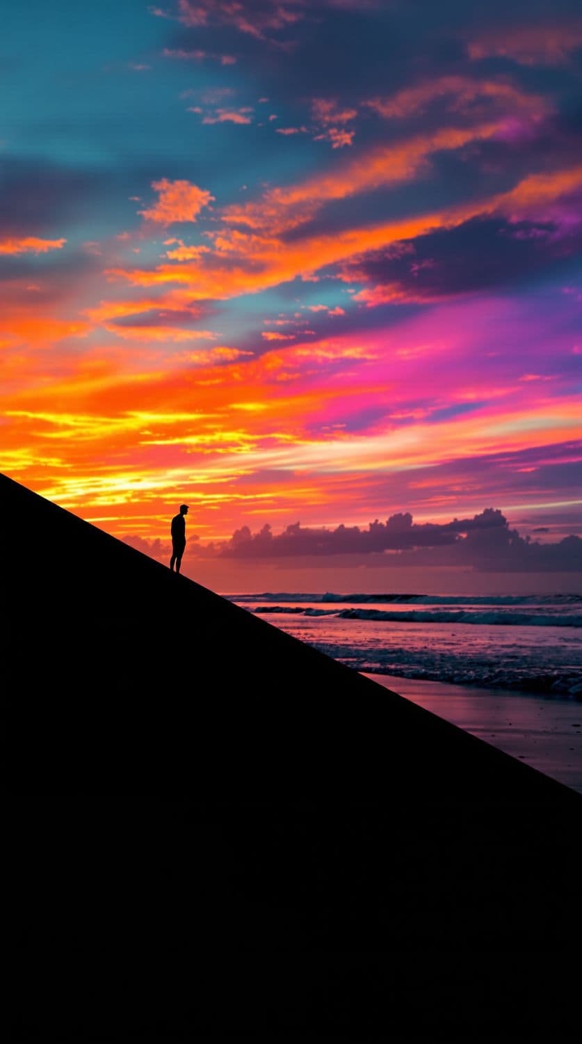 Surfer's Sunset Solitude