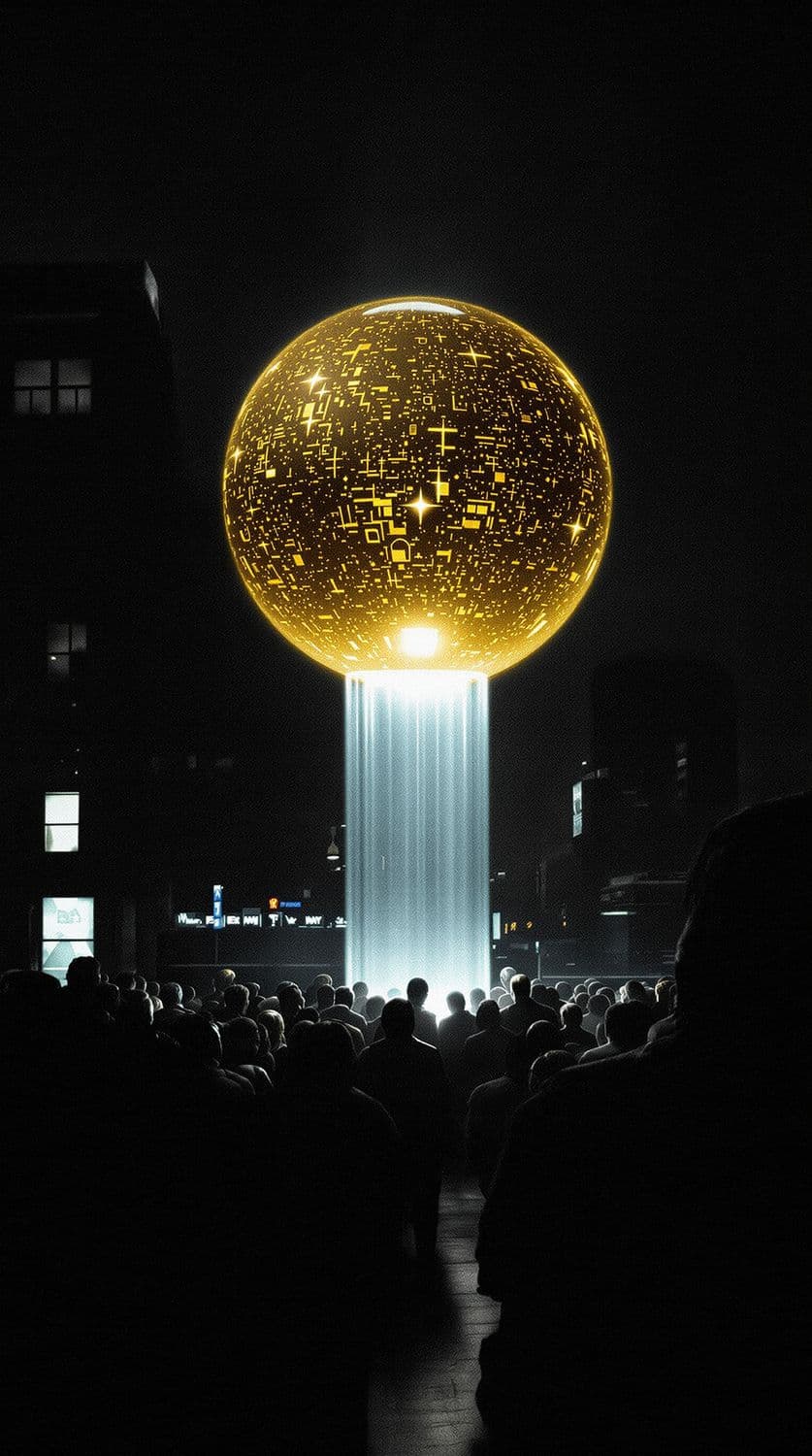 Golden Sphere in the Night City