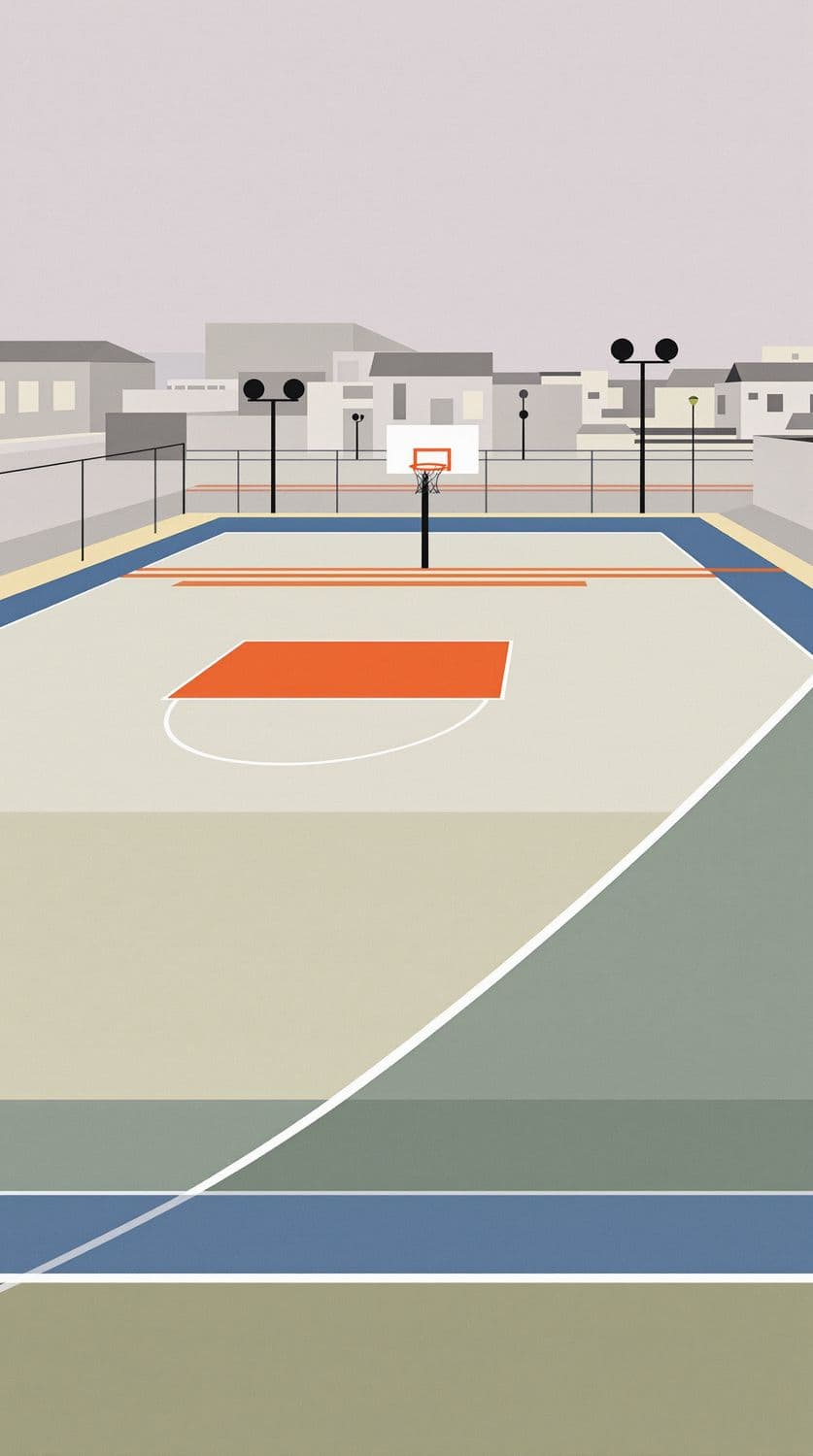 Abstract Basketball Court in Urban Setting