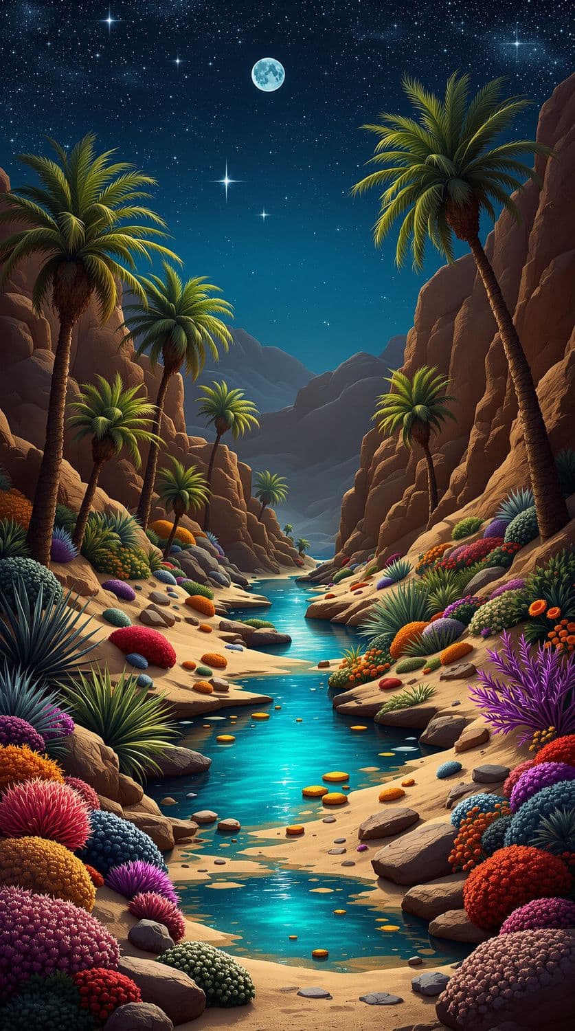 Starlit Desert Oasis