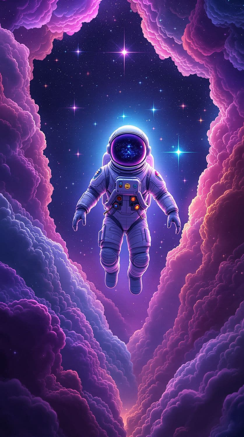 Serene Astronaut in the Cosmic Void
