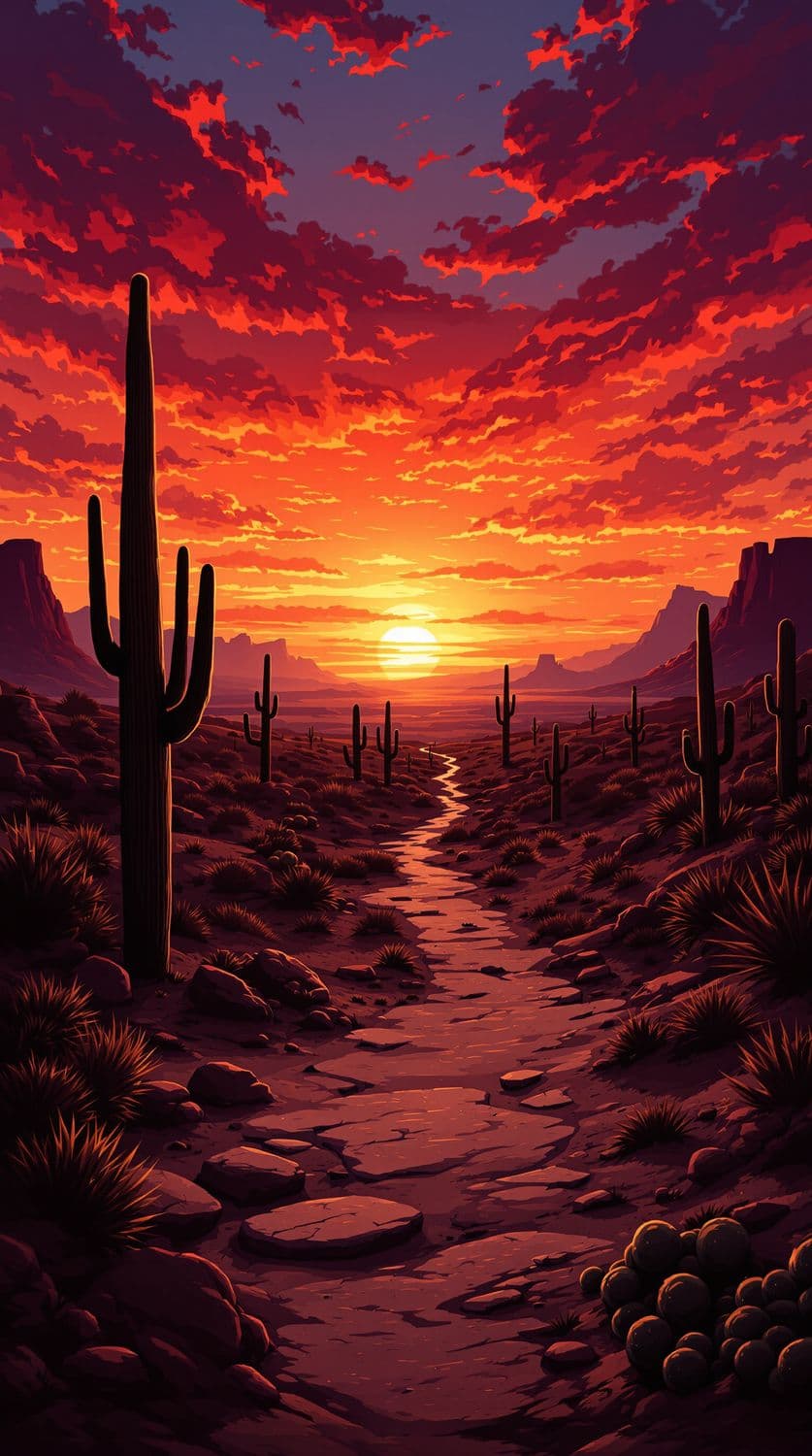 Fiery Desert Sunset