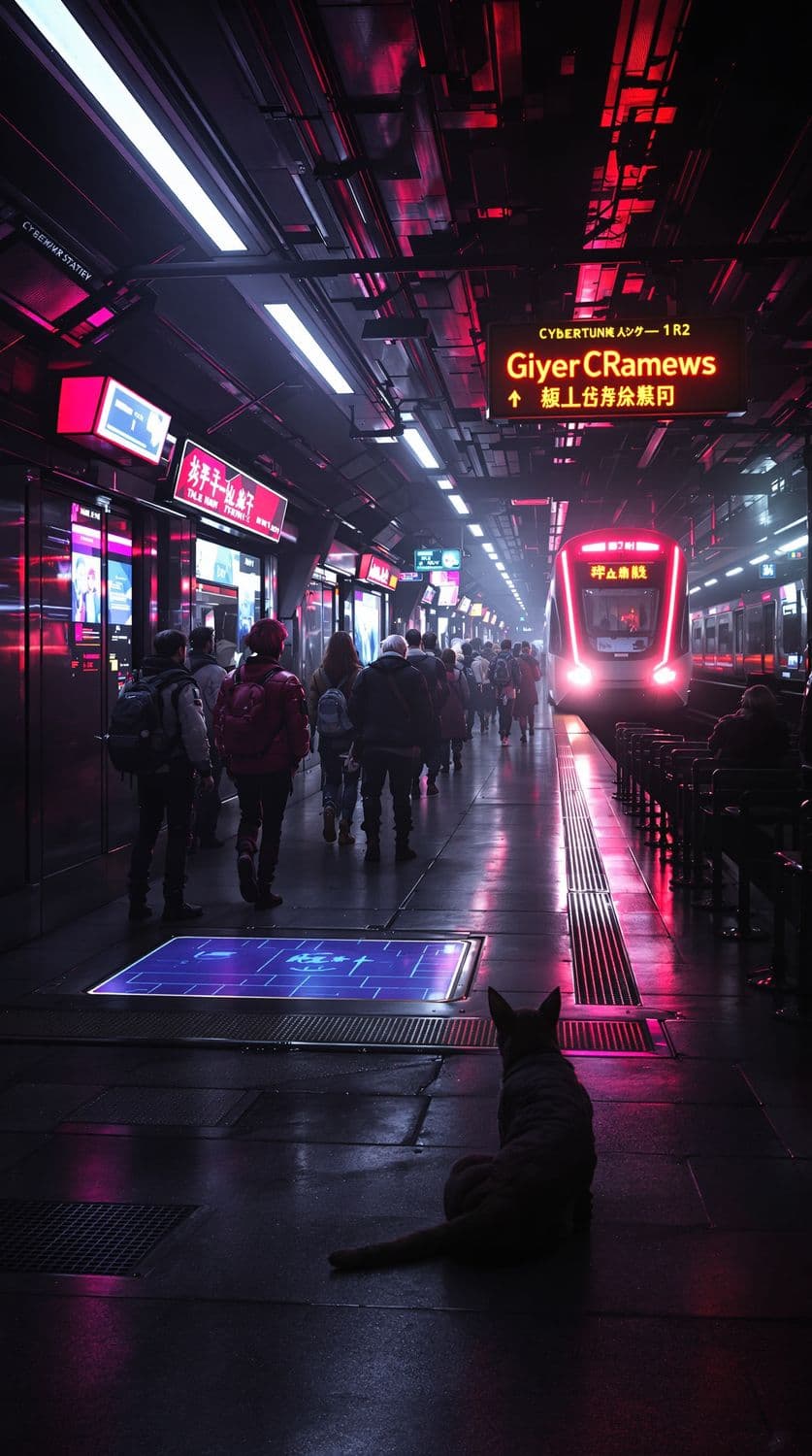Neon Subway Station