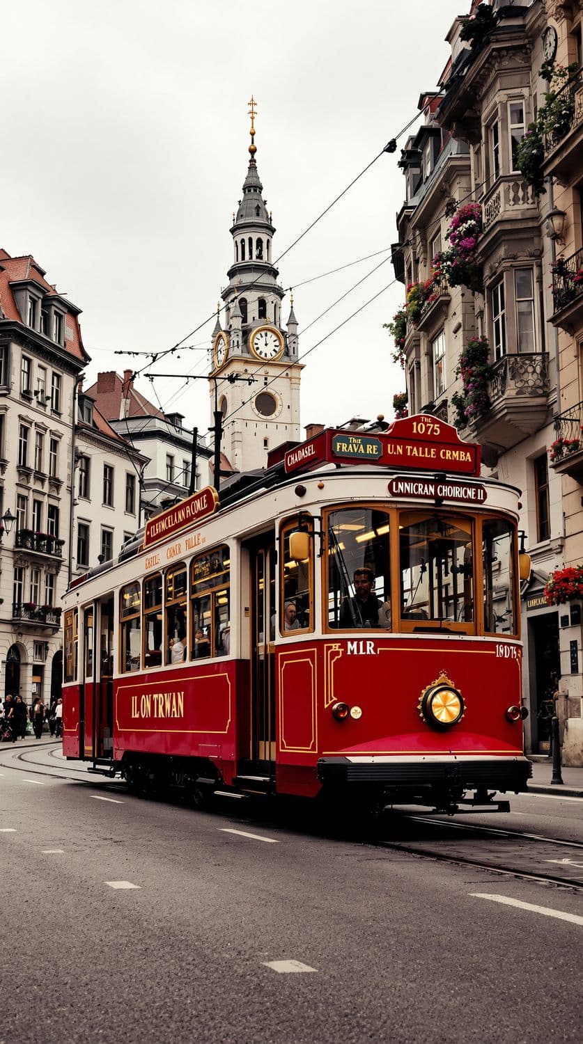 Historic Tram in European City
