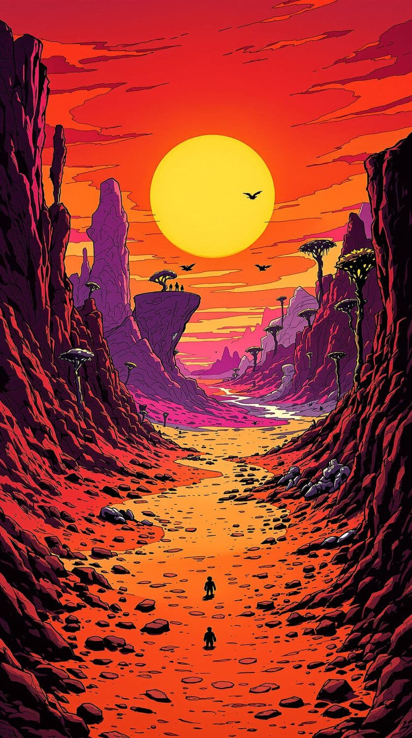 Sunset Over Alien Desert