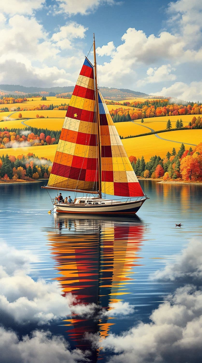 Sailboat on Autumn Lake